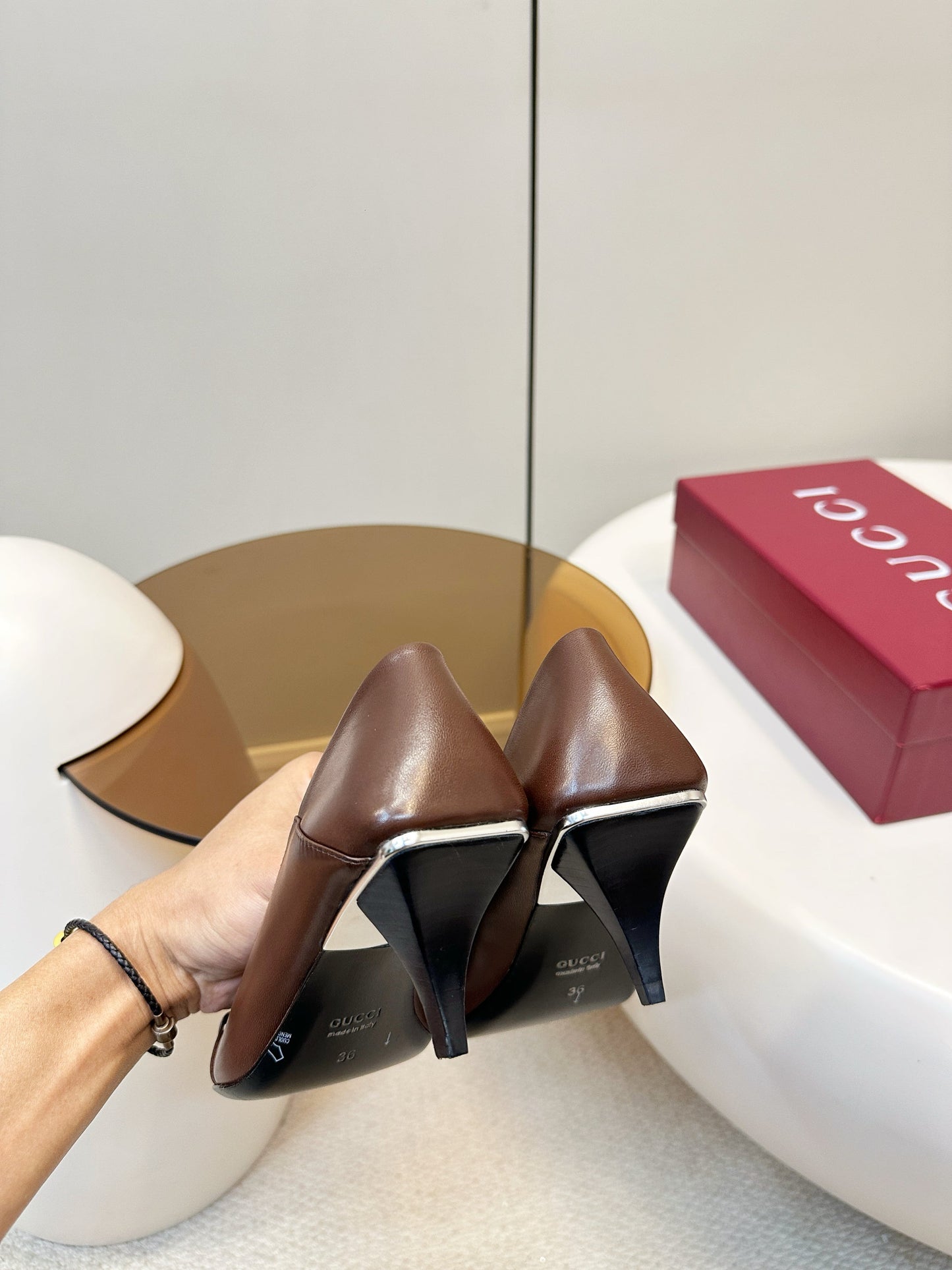 GG 26SS High Heels Pump Dark Brown Calfskin 645693