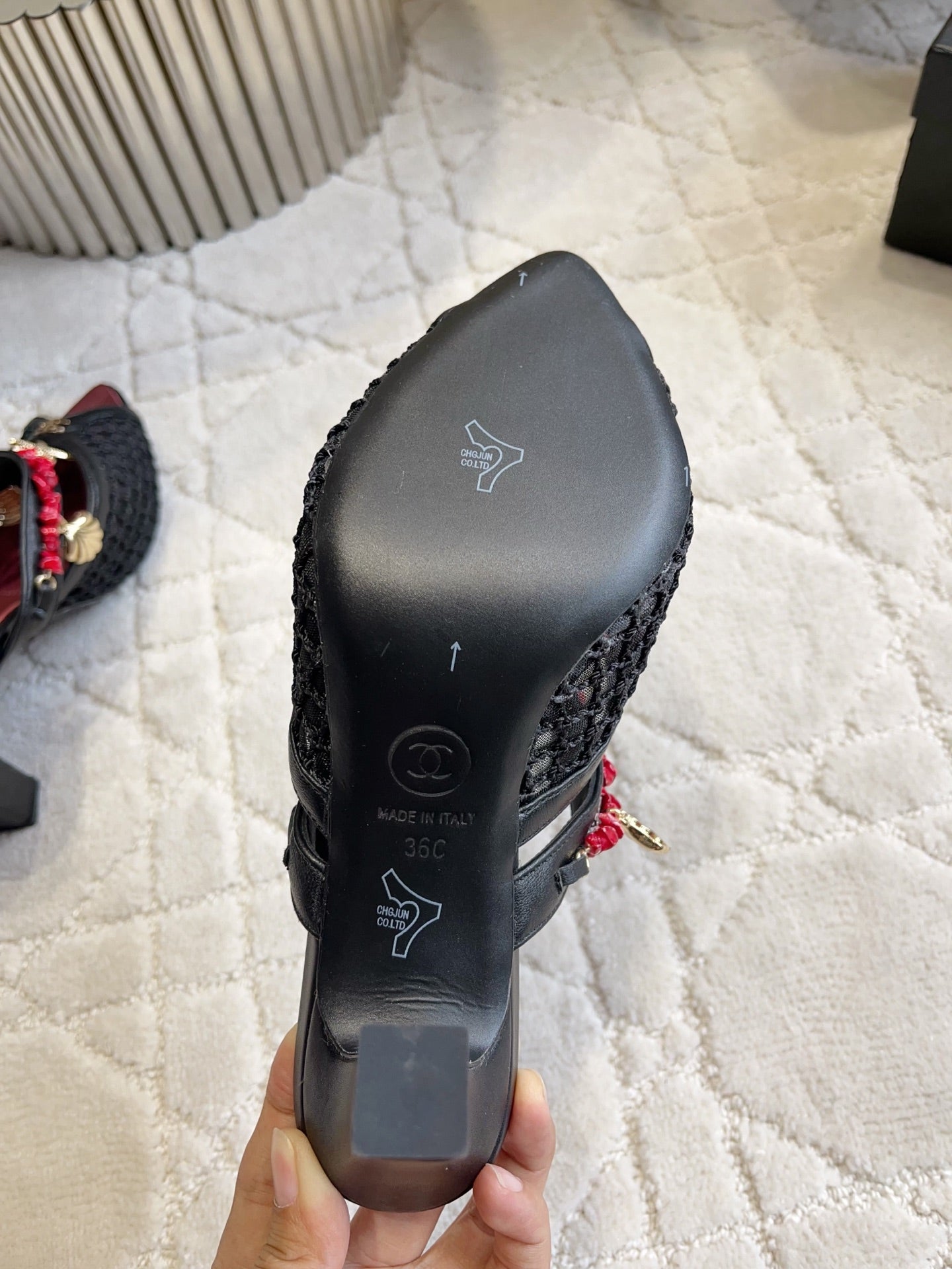 Chanel 2026 Open-toe Mule 75mm Mesh Sheepskin 808075