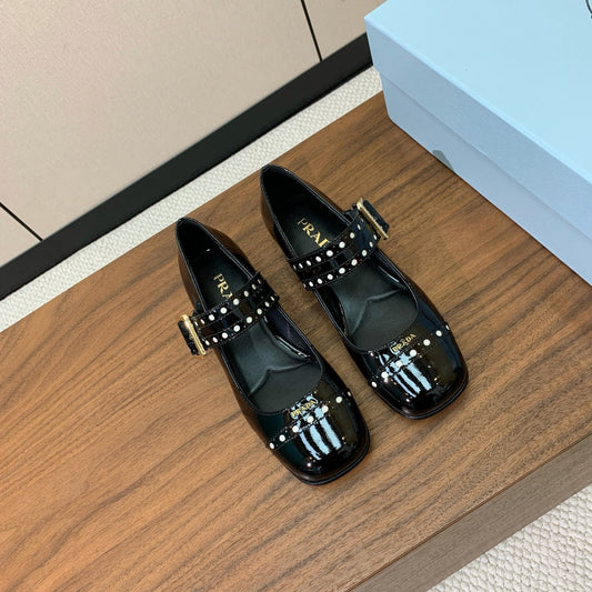 Prada 2026 Mary Janes 25mm Calfskin Patent Leather 792679