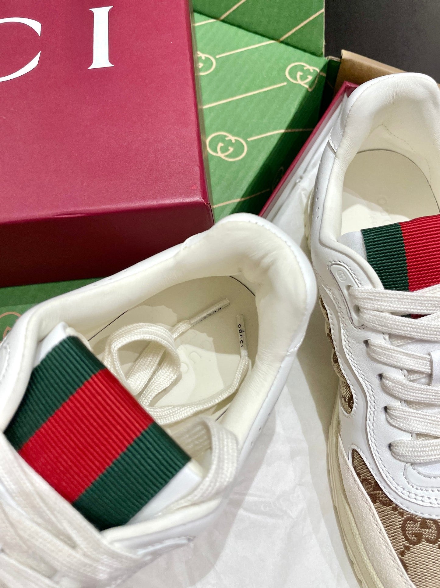 GG 26 Sneaker White Beige Canvas Suede 632875