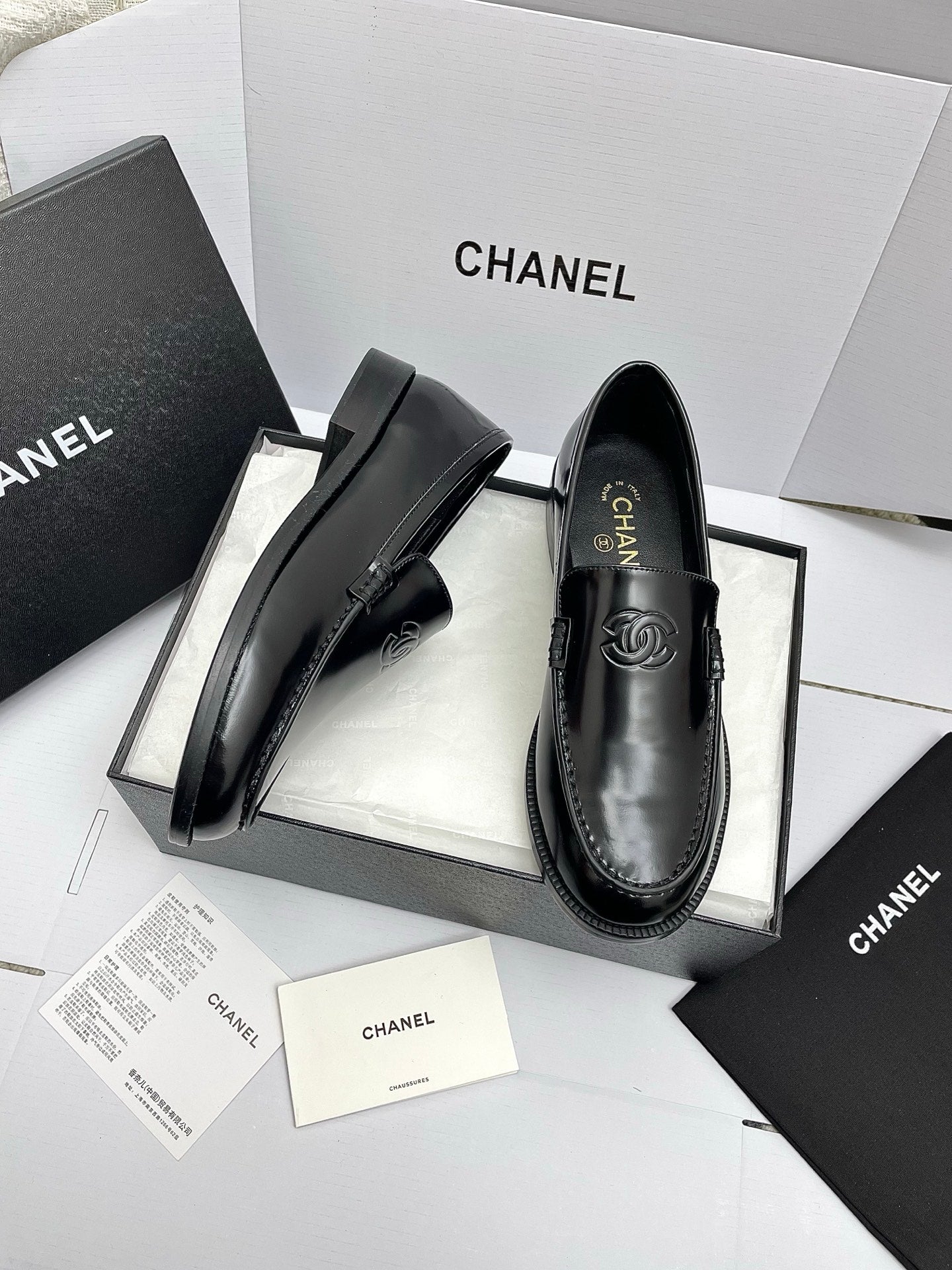 CC 26s Double C Loafers Black Calfskin 645307
