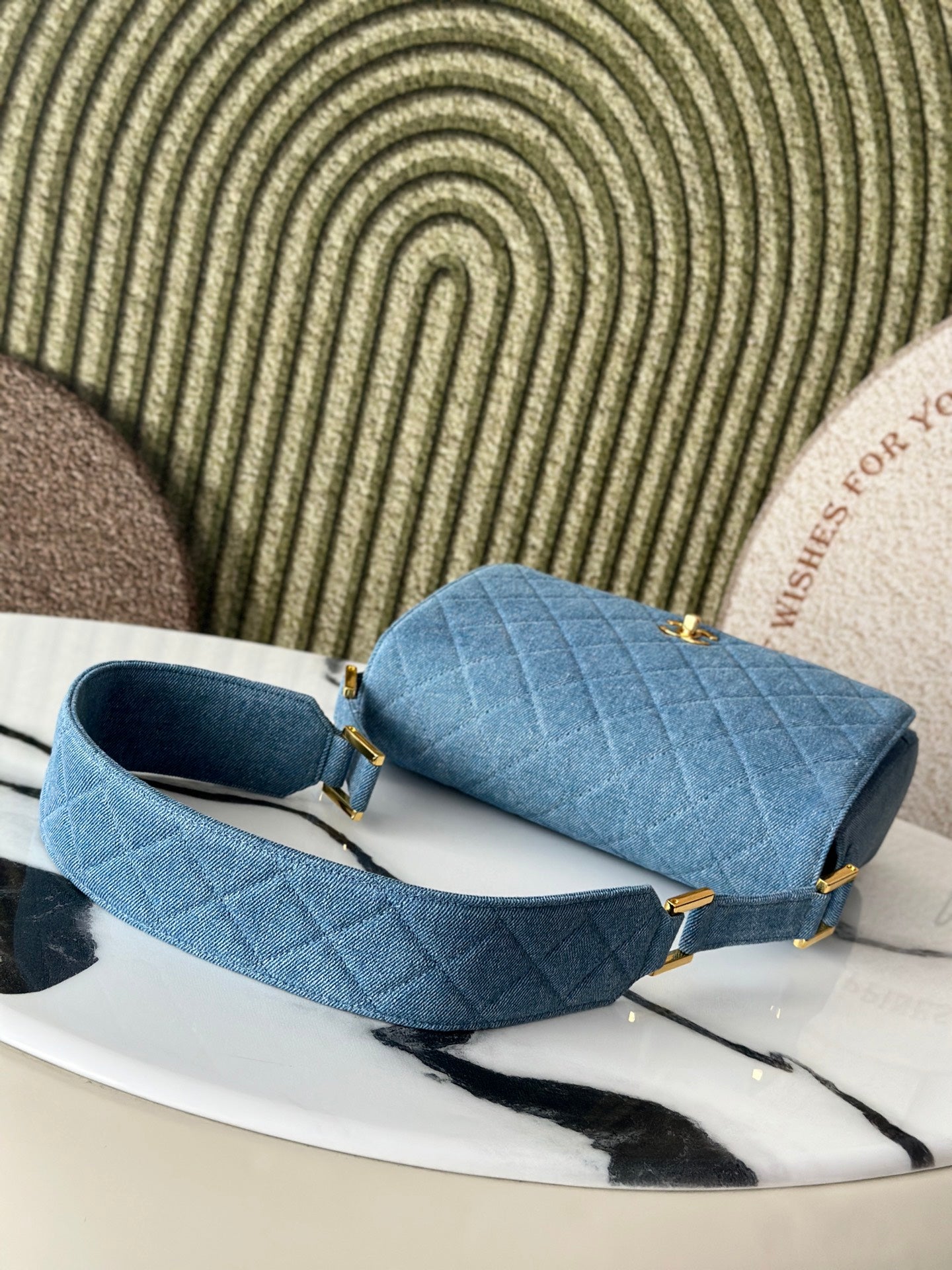 Chanel 2026 Quilted Flap Bag 25.5cm Blue Denim Leather