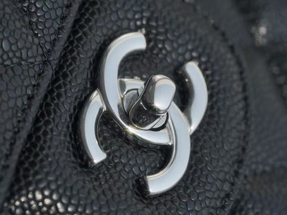 Chanel 2026 Flap Bag 30cm Black Caviar Leather With Silver Hardware