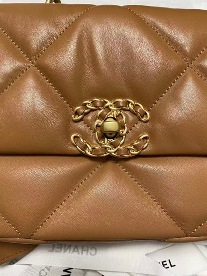 CHANEL 19 FLAP BAG 26 TAN GOATSKIN