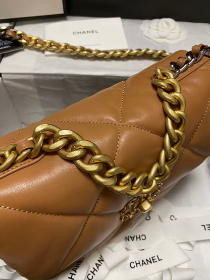 CHANEL 19 FLAP BAG 26 TAN GOATSKIN