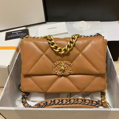 CHANEL 19 FLAP BAG 26 TAN GOATSKIN