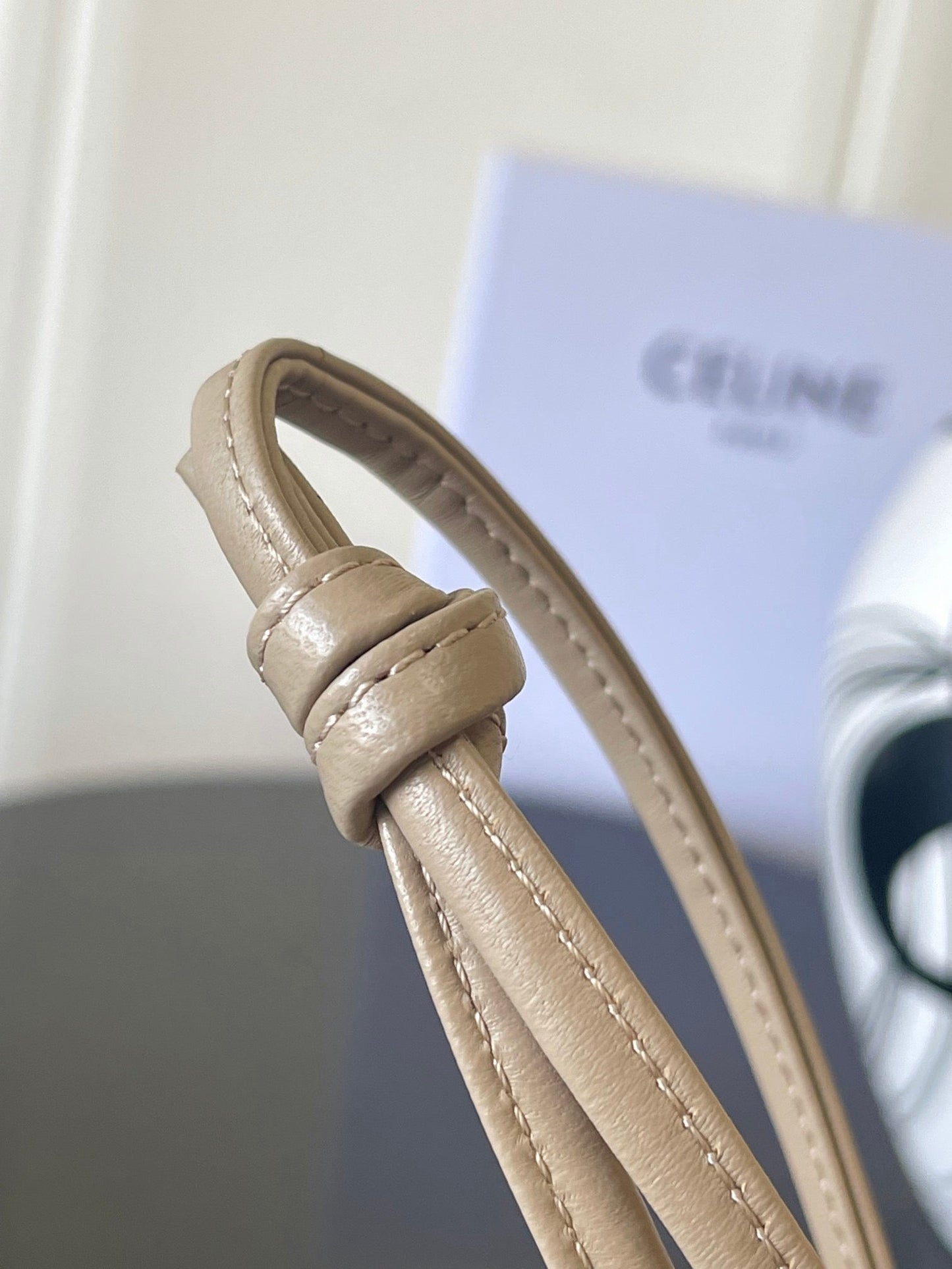 Celine 2026 Trio Flap Bag 22cm Beige Smooth Lambskin