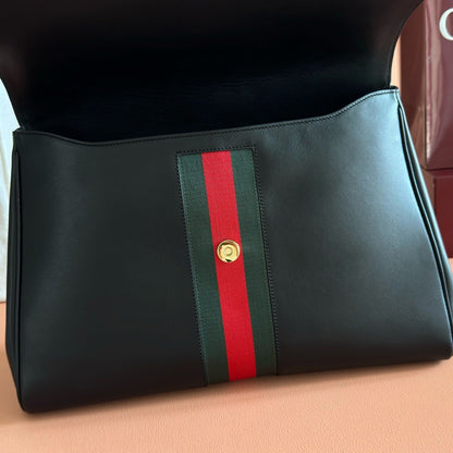 Gucci 2026 Paparazzo Shoulder Bag 37cm Black Red Green Leather Canvas