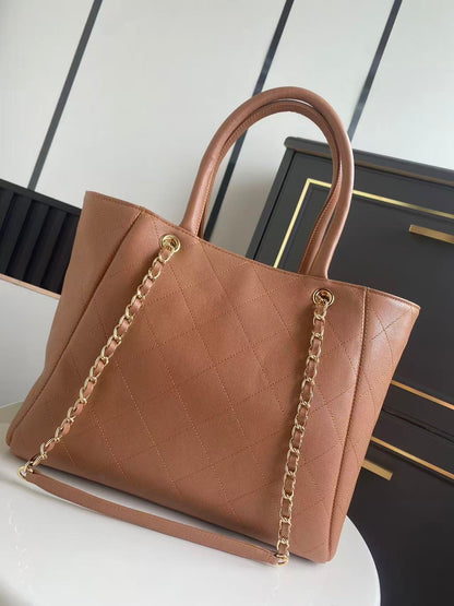 Chanel 2026 Shopping Bag 39cm Brown Grained Calfskin