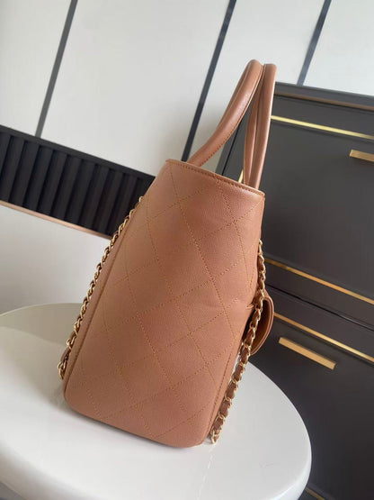 Chanel 2026 Shopping Bag 39cm Brown Grained Calfskin