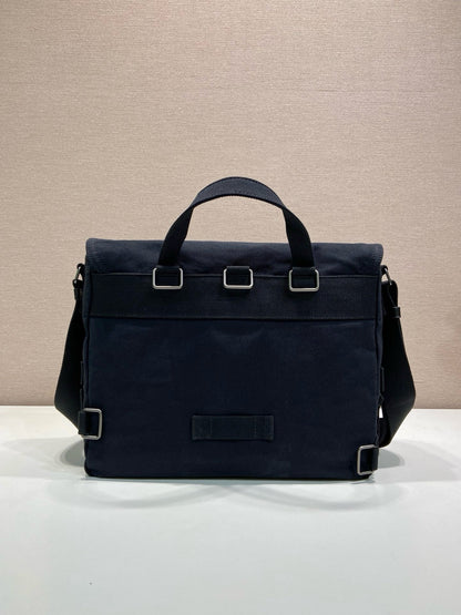 Prada 2026 Messenger Bag 34cm Navy Blue Canvas