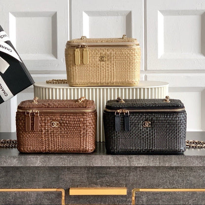 Chanel 2026 Box Bag 19.5cm Straw Leather 157109
