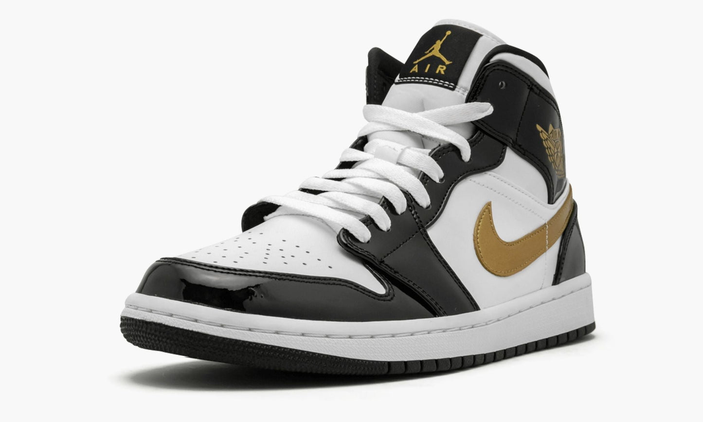 Air Jordan 1 Mid SE “Black Gold Patent Leather” Sneakers - Premium Sneaker