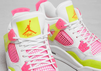 Air Jordan 4 Retro White Lemon Pink GS Sneakers - Cushioned Stride