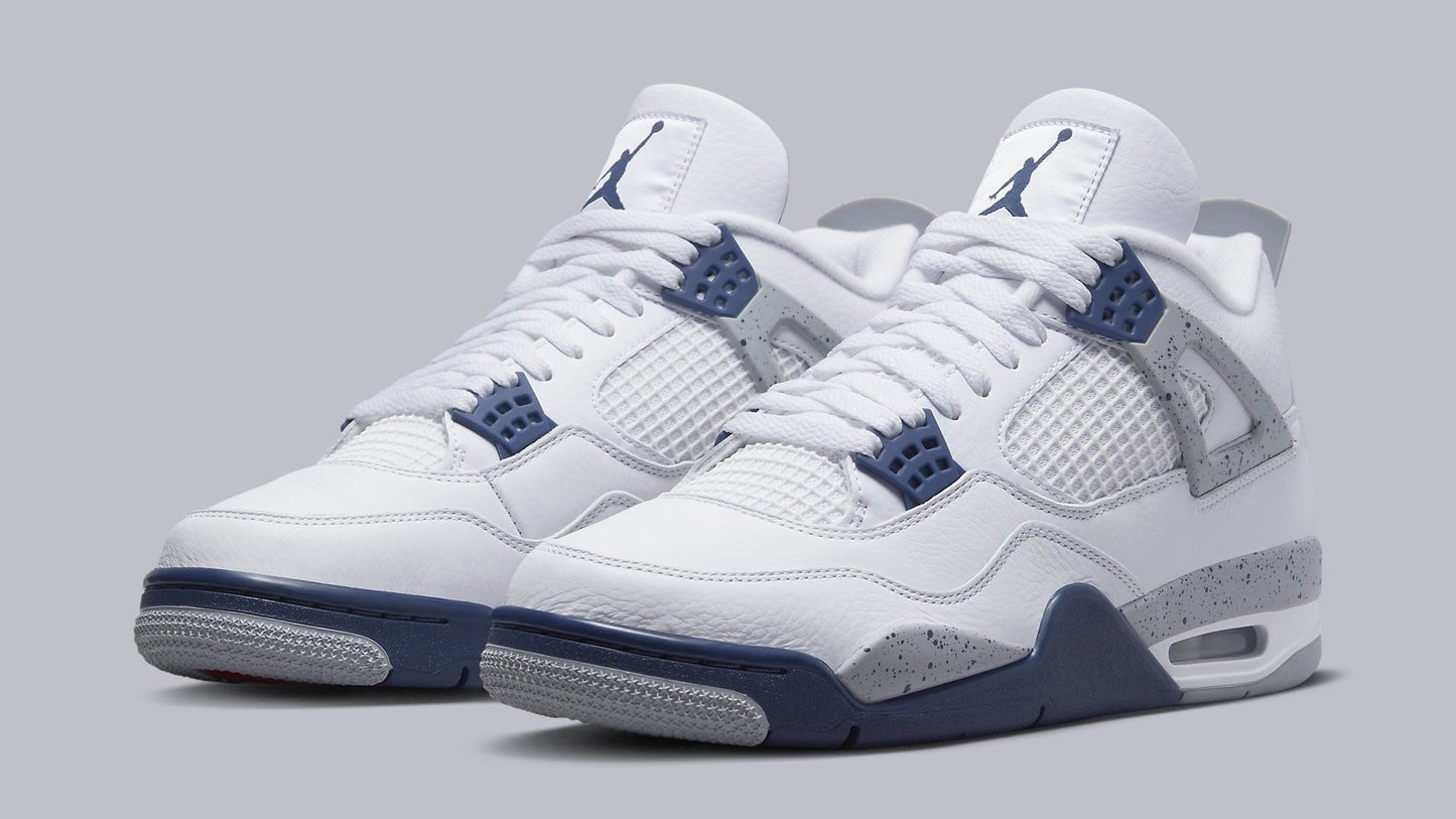 Air Jordan 4 Retro White Midnight Navy Sneakers - Elite Edition