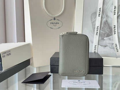 Prada 2026 Cardholder Zipper Bag 10cm Calfskin