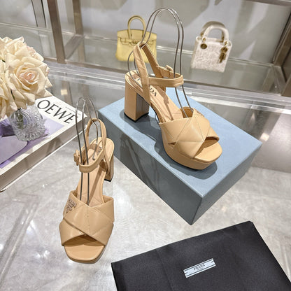 Prada 2026 Quilted Platform Sandal 85mm Sheepskin 715609