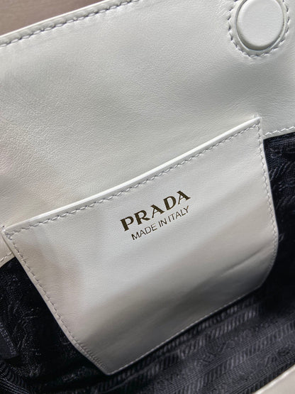 Prada 2026 Carry Bag 21cm Black White Brown Calfskin 351841