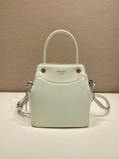Prada 2026 Carry Bag 21cm Black White Brown Calfskin 351841
