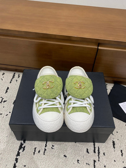 Chanel 2026 Platform Mule Sneakers Canvas Leather 790071