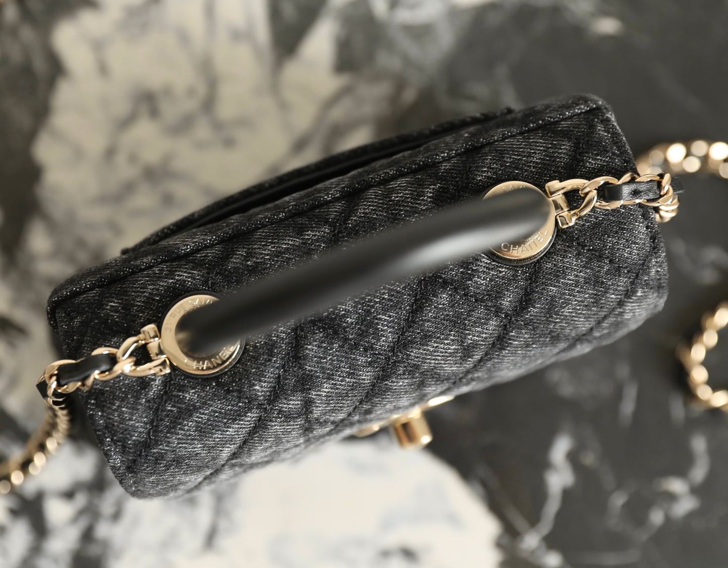 Chanel 2026 Coco Top Handle Bag 14.5cm Black Denim Leather 352687