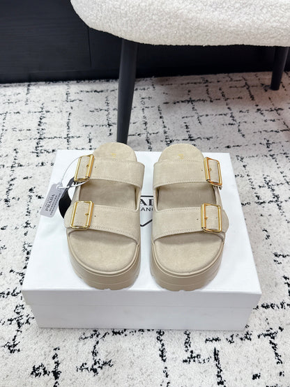 Prada 2026 Fussbett Flatform Slide Sandal 50mm Cow Suede 769815