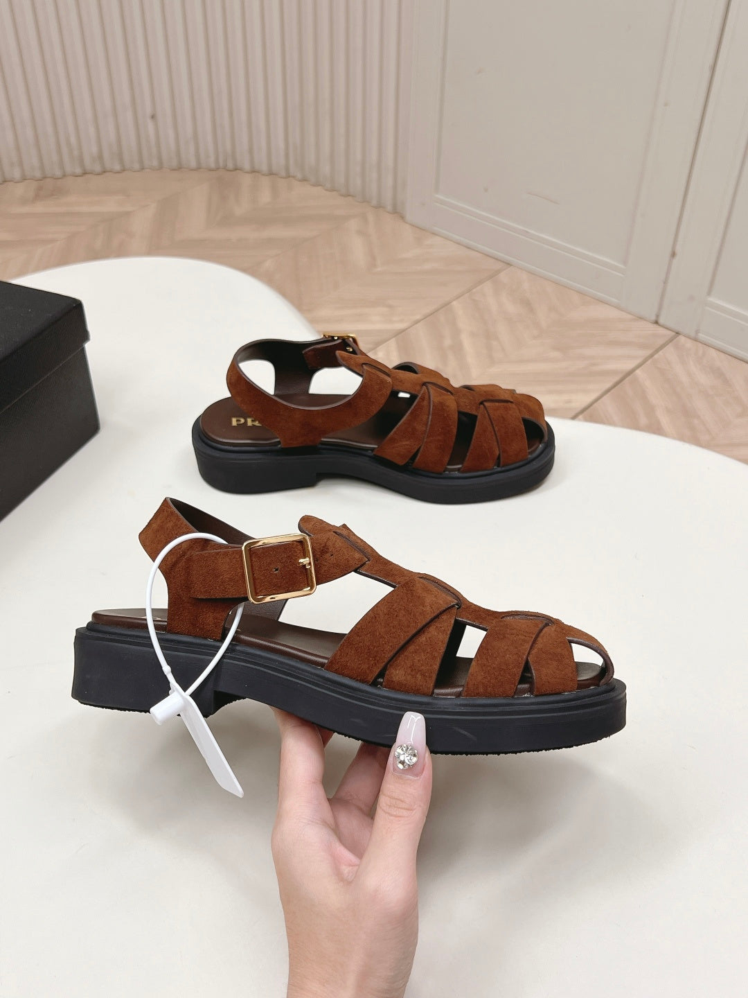 Prada 2026 Sandal Brown Suede 858024