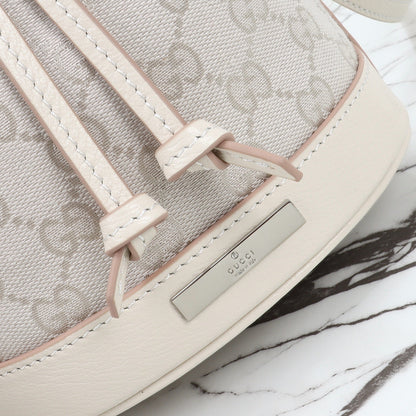 Gucci 2026 Tribeca Small Bucket Bag 20cm Cream Canvas Leather