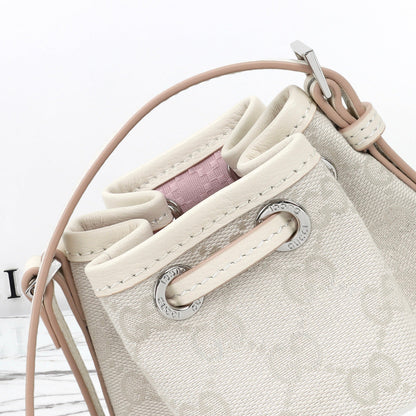 Gucci 2026 Tribeca Small Bucket Bag 20cm Cream Canvas Leather