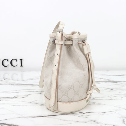 Gucci 2026 Tribeca Small Bucket Bag 20cm Cream Canvas Leather