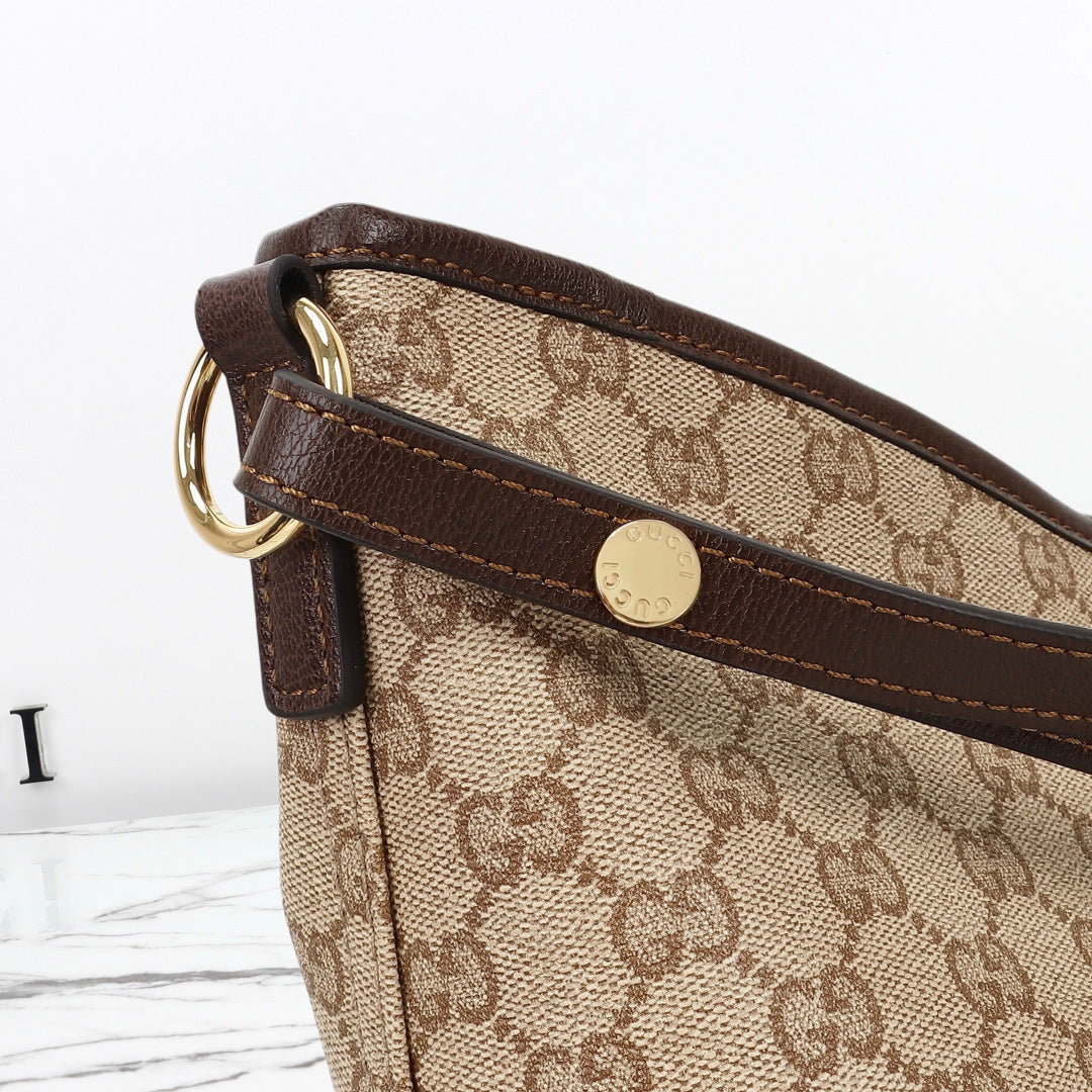Gucci 2026 Large Shoulder Bag With Web 40cm Sand mix Brown Canvas Leather