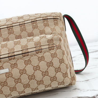 Gucci 2026 Tag Crossbody Bag 30cm Sand mix Brown Canvas