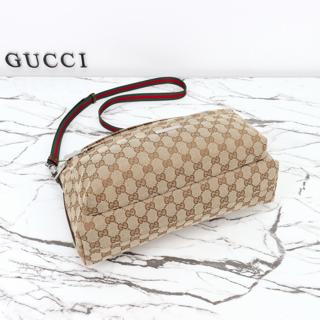 Gucci 2026 Tag Crossbody Bag 30cm Sand mix Brown Canvas
