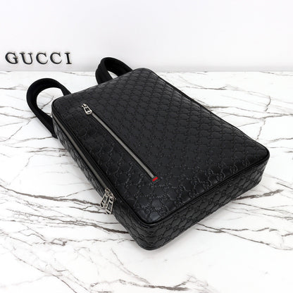 Gucci 2026 Emblem Backpack 43cm Black Embossed Calfskin