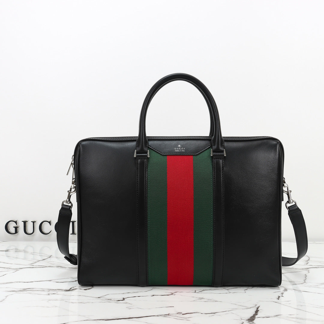Gucci 2026 Mega Web Trademark Briefcase 38cm Canvas Leather