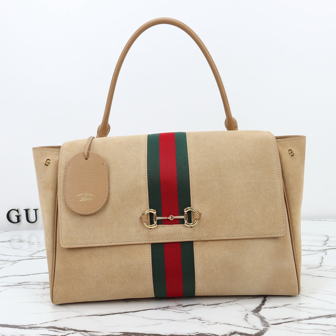 Gucci 2026 Paparazzo Shoulder Bag 37cm Beige Red Green Leather