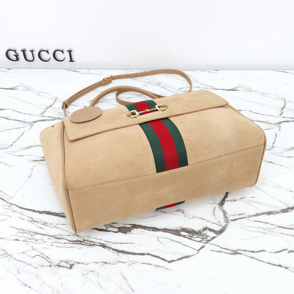 Gucci 2026 Paparazzo Shoulder Bag 37cm Beige Red Green Leather