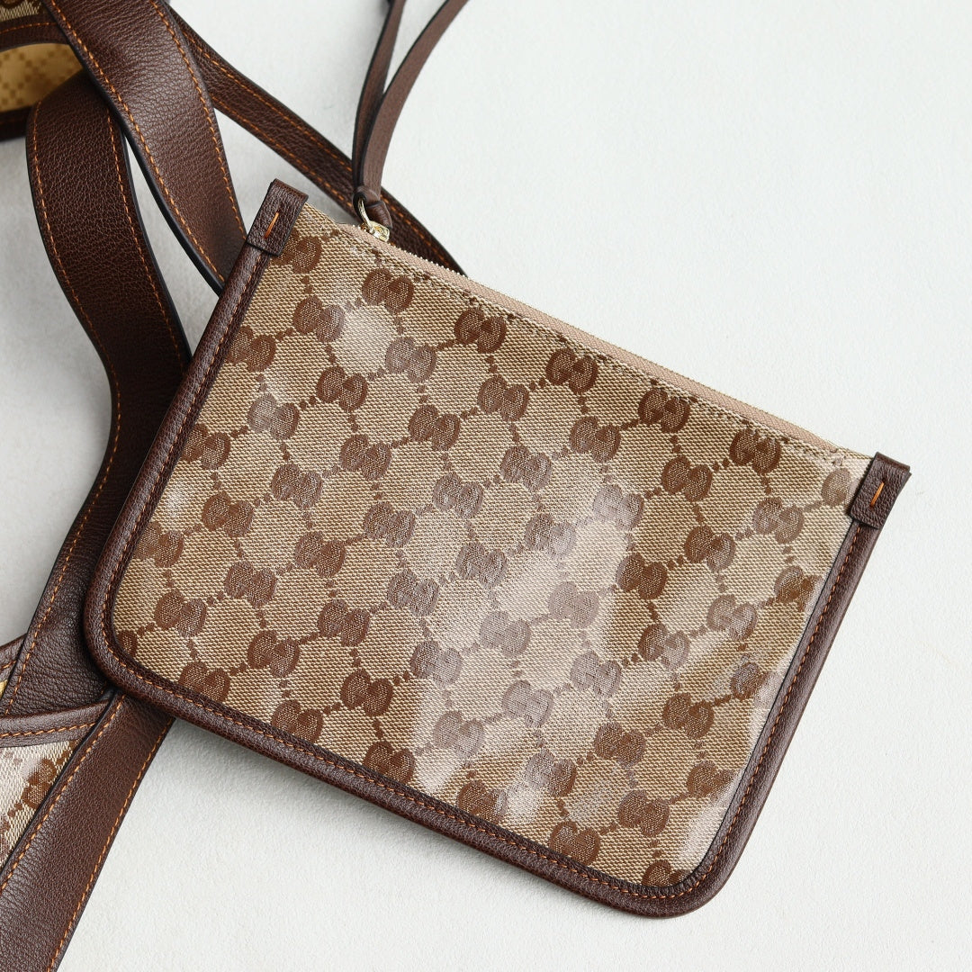 Gucci 2026 Giglio Shoulder Bag 60cm Brown Green Red Calfskin