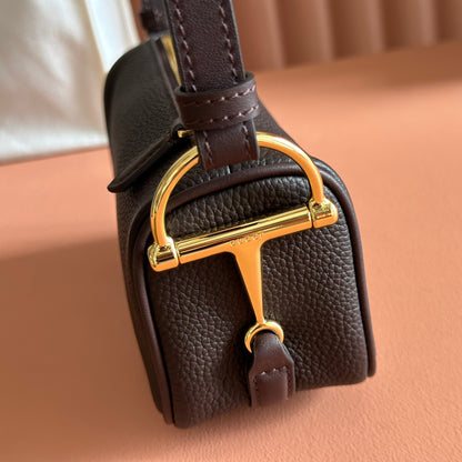 Gucci 2026 Half Horsebit Bag 19.5cm Brown Chocolate Cowhide 277448