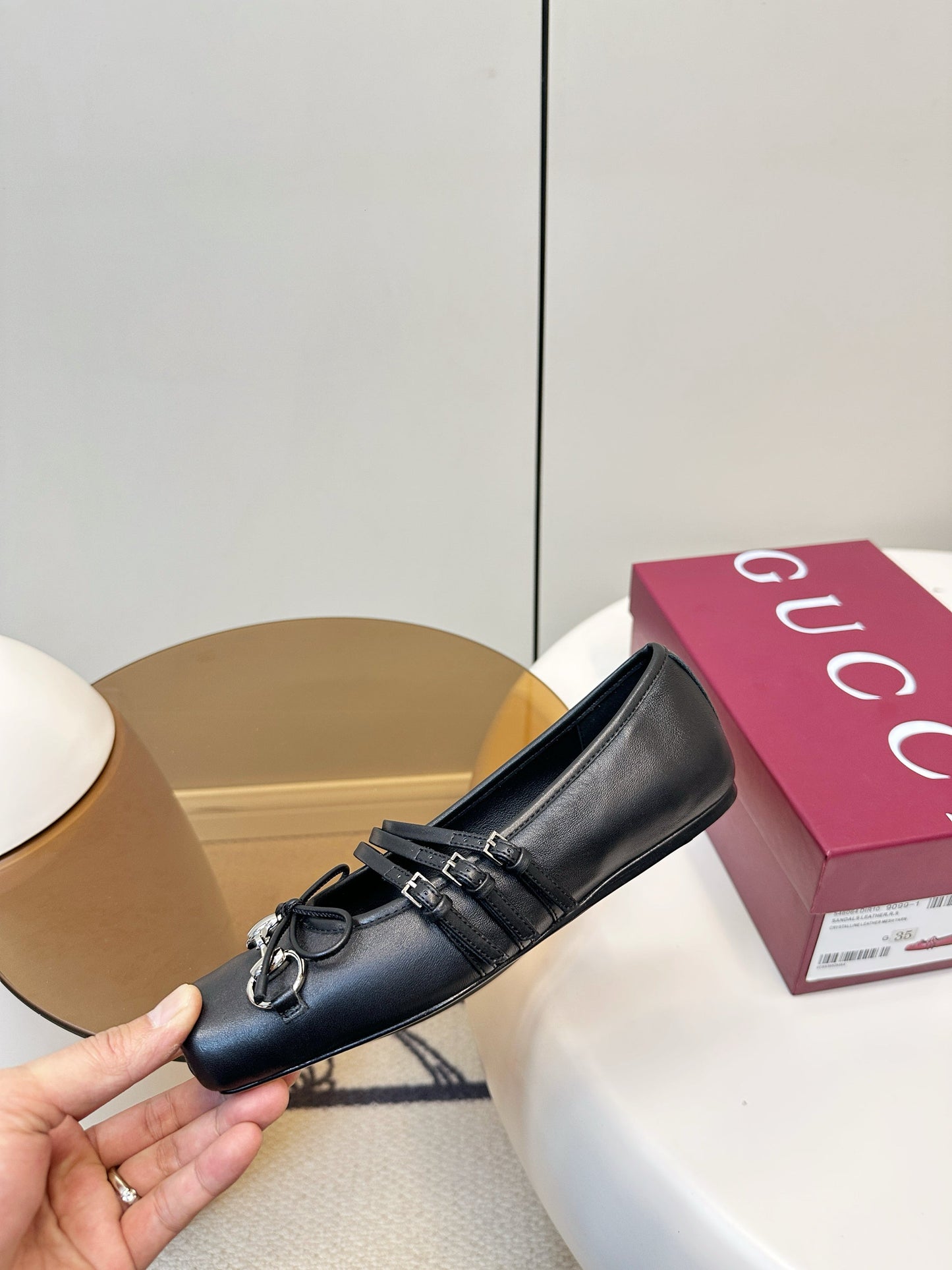 GG 26SS Ballet Flats Black Sheepskin 645707
