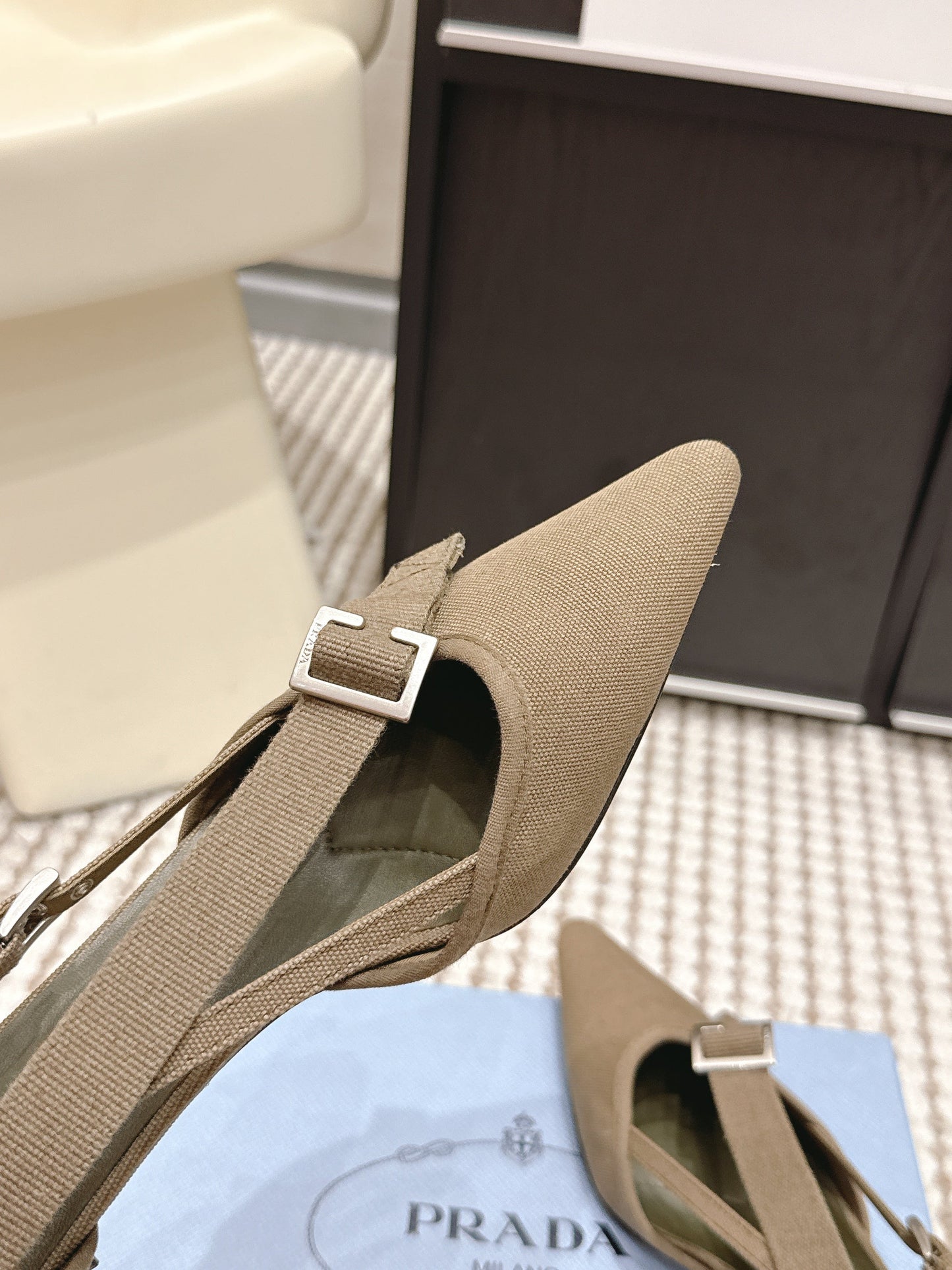 PRA 2026S High Heel Pump 45 Taupe Canvas 658333