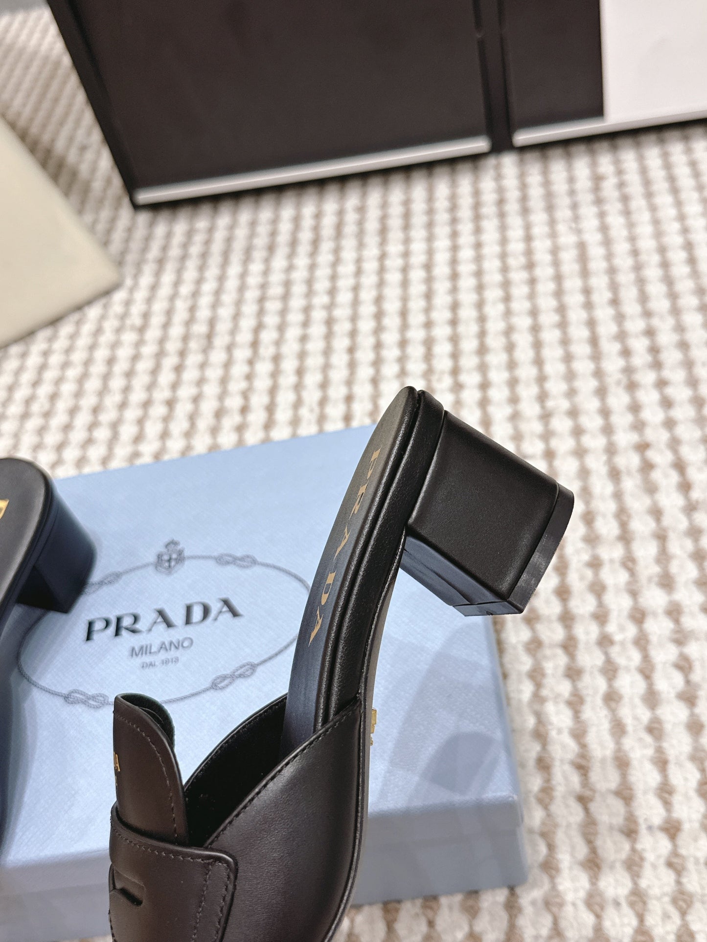 PRA 2026S High Heel Slippers 55 Black Leather  658335