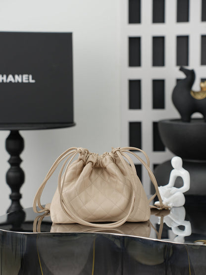 Chanel 26 Drawstring Bag Light Apricot Lambskin