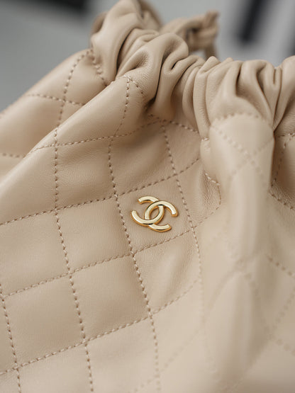 Chanel 26 Drawstring Bag Light Apricot Lambskin