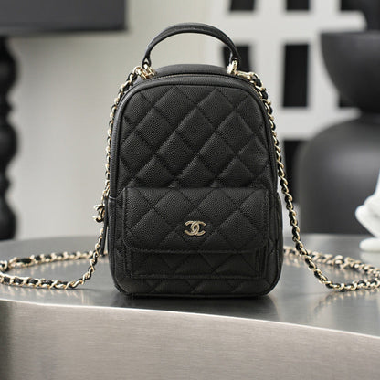 Chanel 2026 Mini Backpack 18cm Black And White leather
