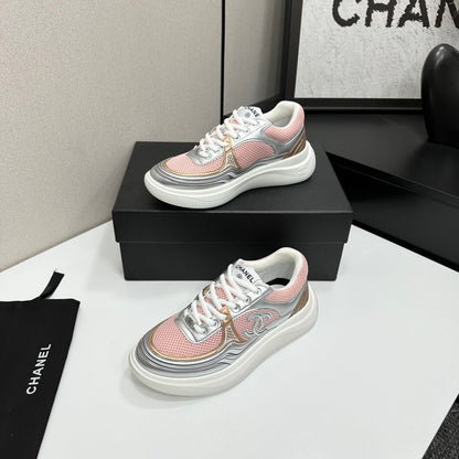 CC 26s Casual Sneakers Light Pink Gray Fabric Cowhide 626379