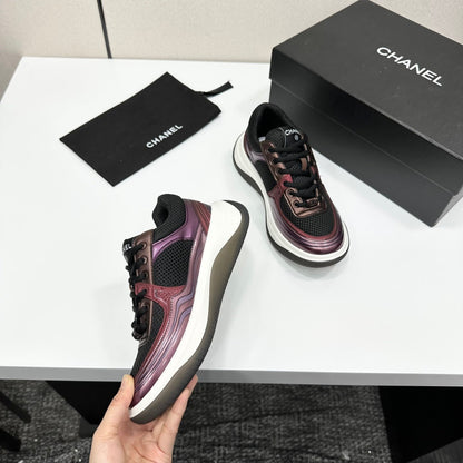 CC 26s Casual Sneakers Black Plum Purple Fabric Cowhide 626381
