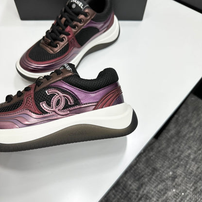 CC 26s Casual Sneakers Black Plum Purple Fabric Cowhide 626381