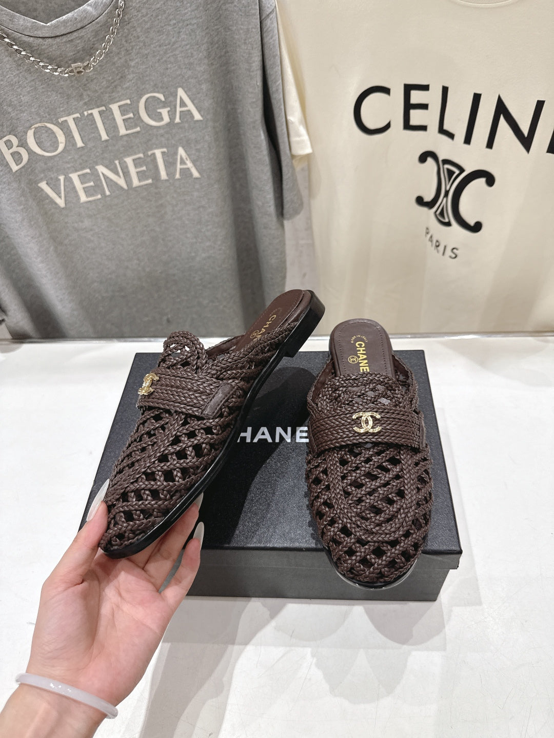 Chanel 2026 Hand-Woven Mules Chocolate Calfskin 896471