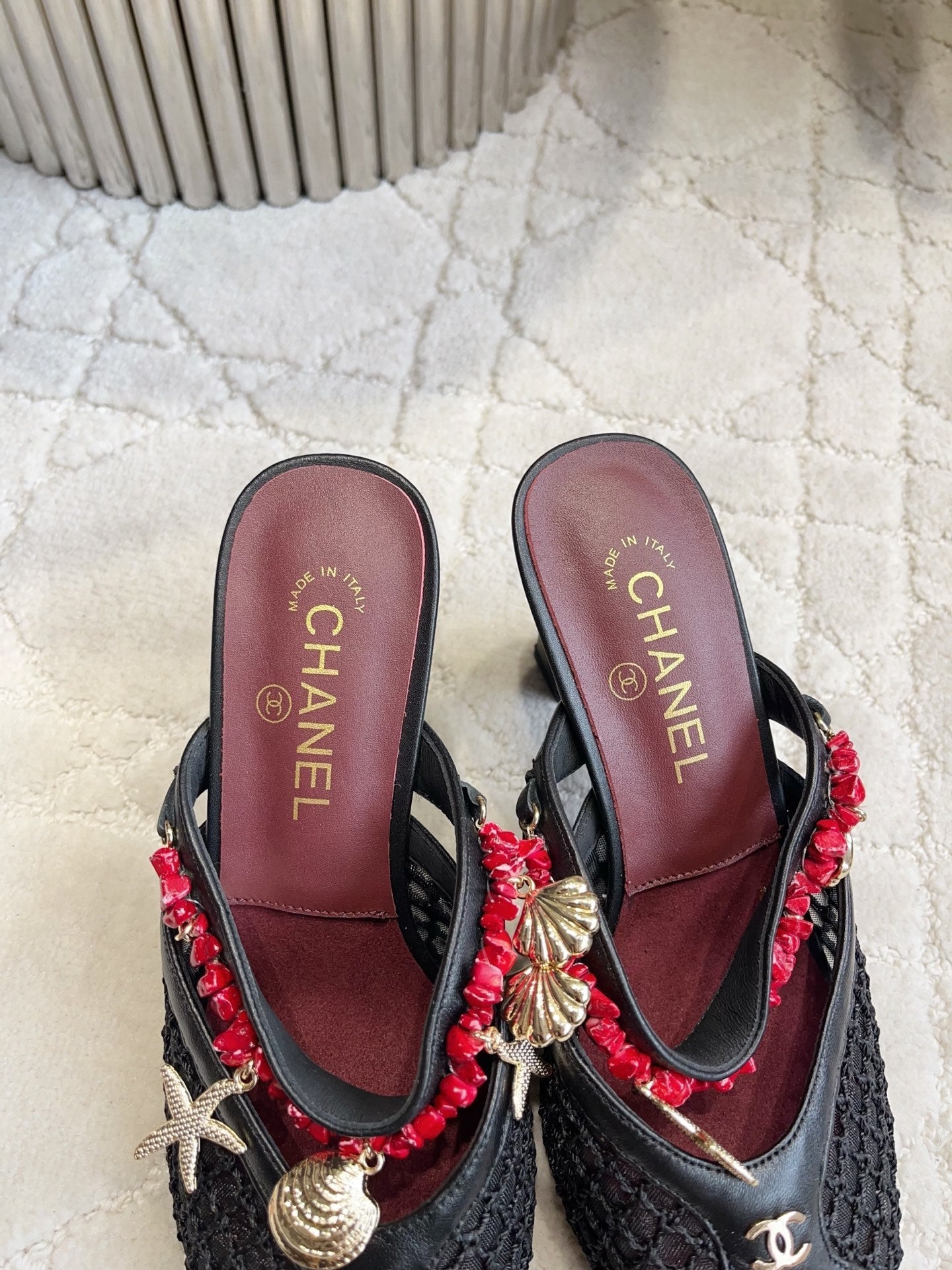 Chanel 2026 Open-toe Mule 75mm Mesh Sheepskin 808075